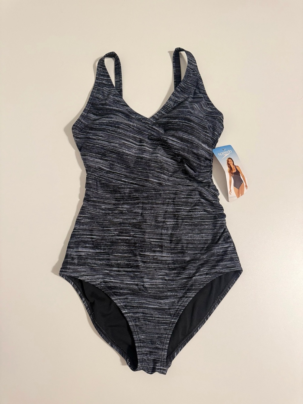 Speedo Women's Black and Gray One-Piece Swimsuit